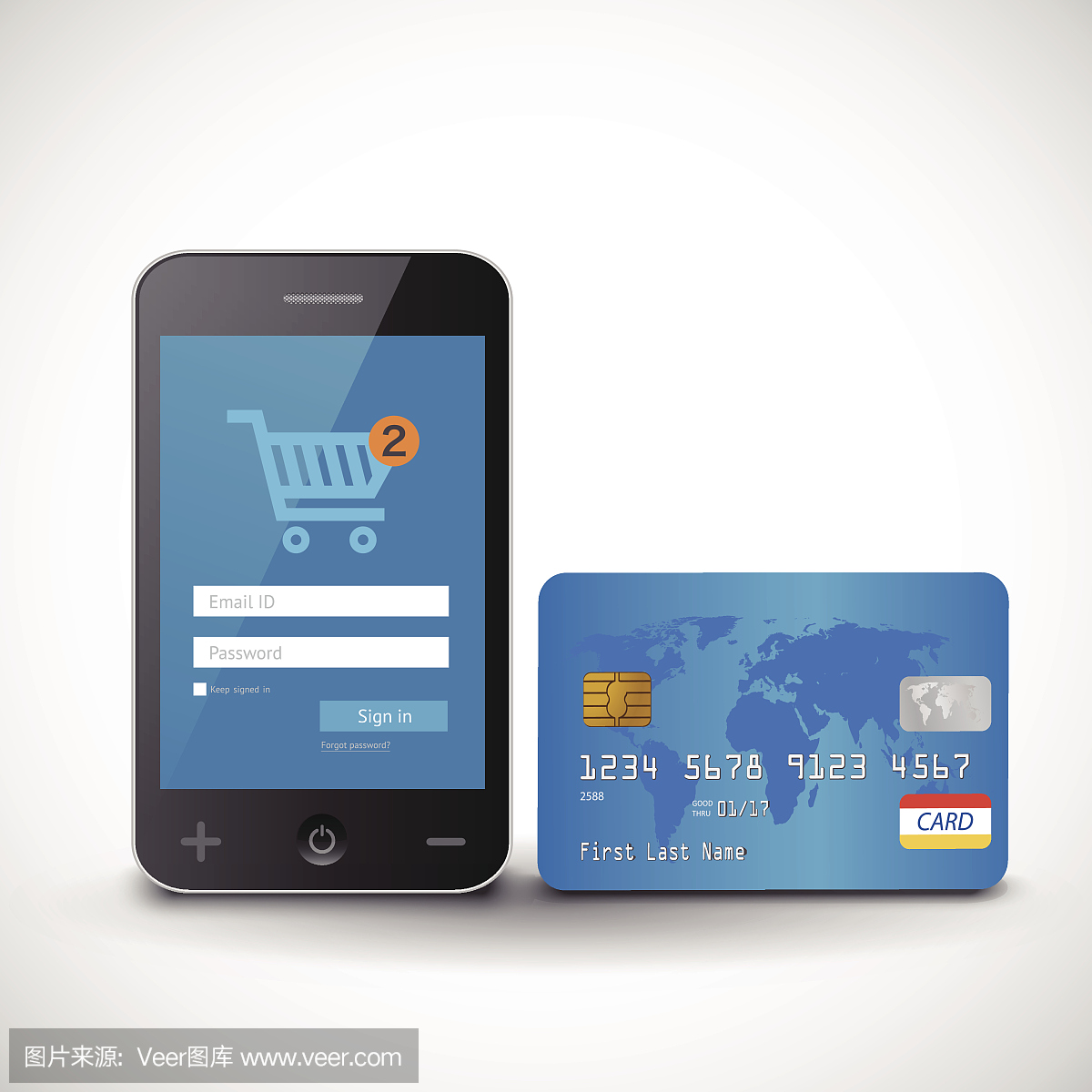 用智能手机和信用卡进行网上购物